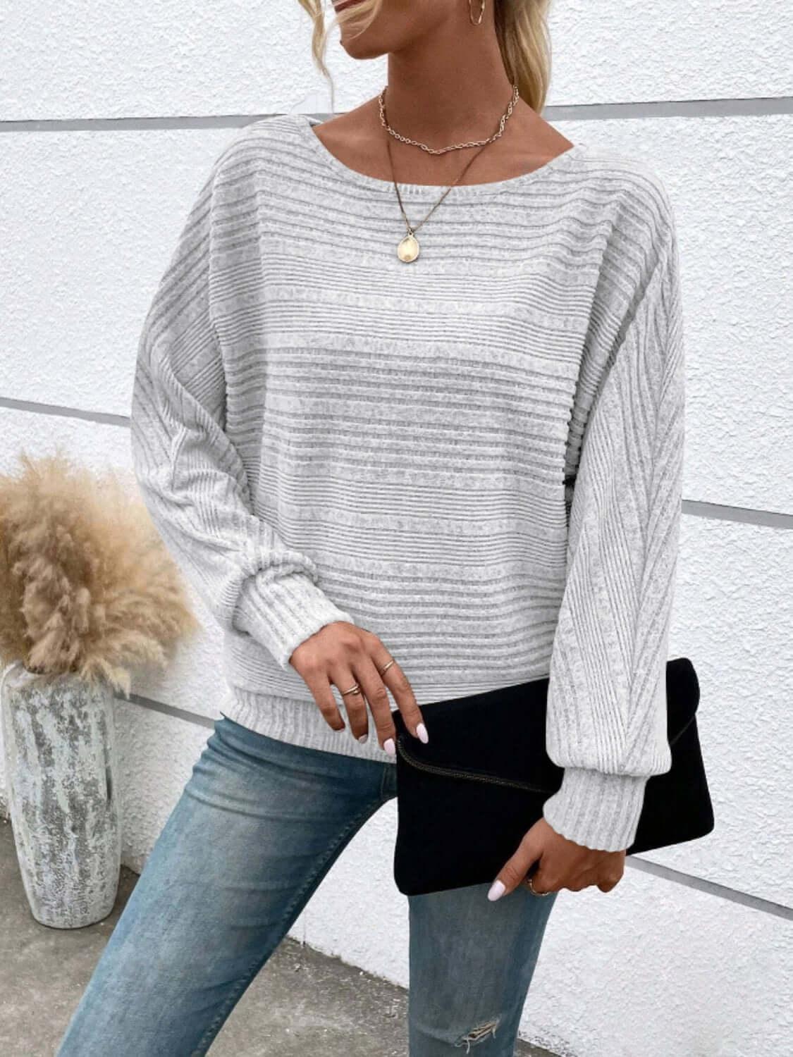 Full Size Round Neck Long Sleeve Top - Clothes For Her Online Store