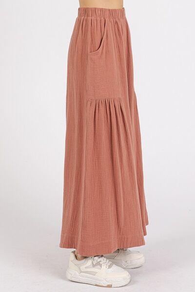 Mittoshop Gauze Elastic Waist Pleated Wide Leg Pants - Clothes For Her Online Store