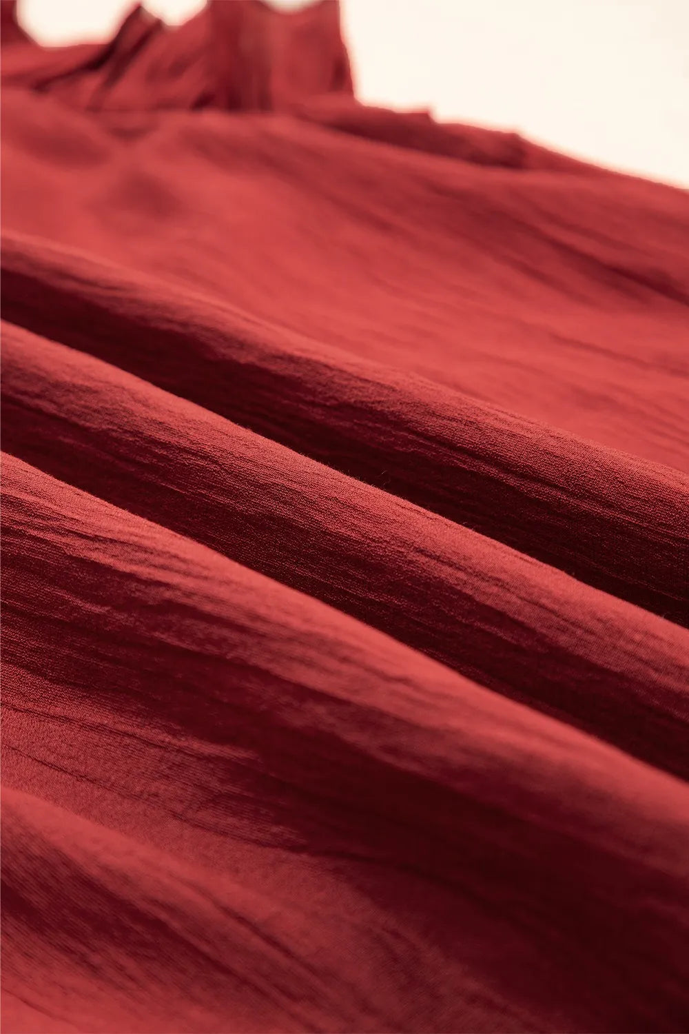 Dahlia Solid Color Pleated Detail Ruffle Short Sleeve Blouse