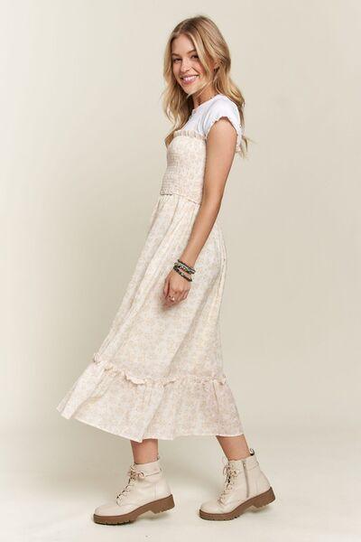 ADORA Smocked Floral Ruffled Hem Cami Dress - Clothes For Her Online Store