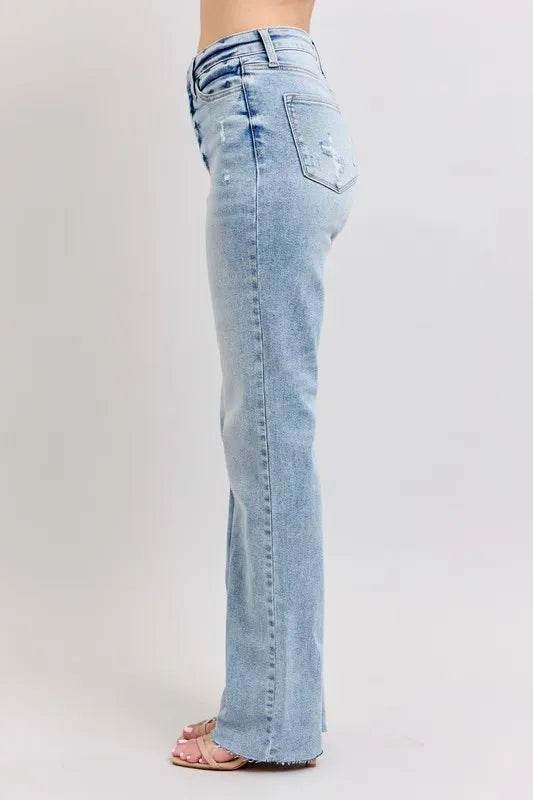 Judy Blue Full Size Midi Rise Light Wash Dad Jeans Plus Size