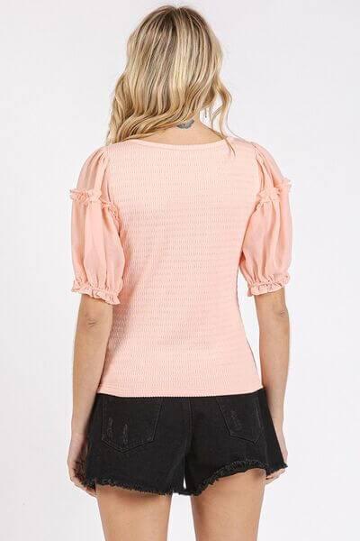 Mittoshop Frill Round Neck Half Sleeve Blouse - Clothes For Her Online Store