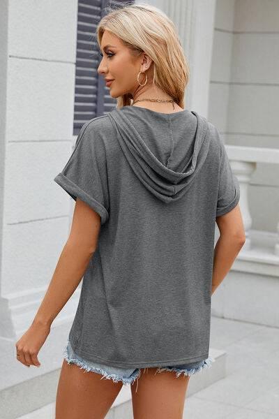 Florira Hooded Short Sleeve T-Shirt - Clothes For Her Online Store