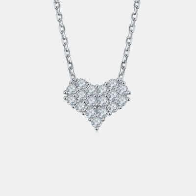 Moissanite 925 Sterling Silver Heart Necklace - Clothes For Her Online Store