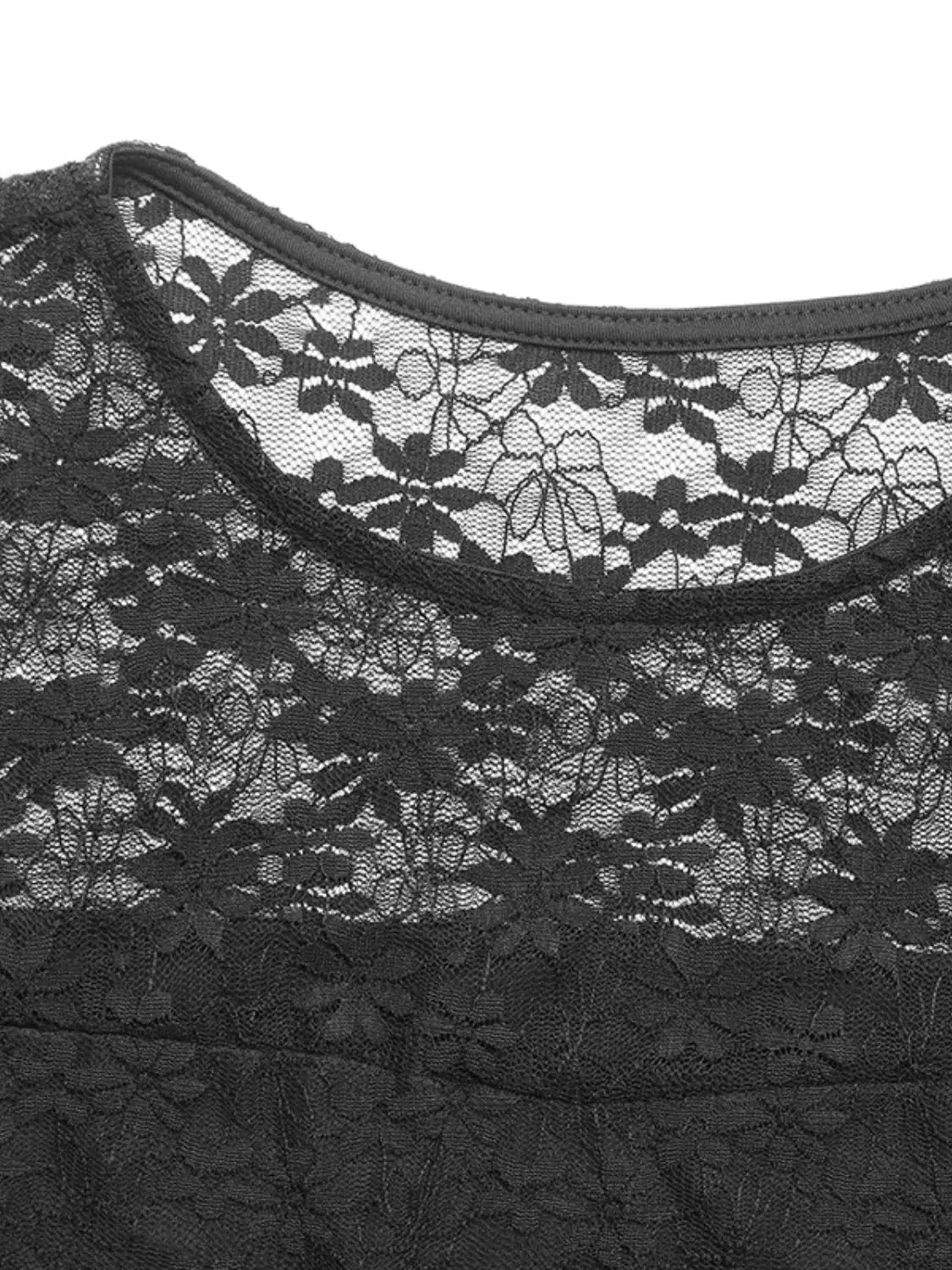 Lace Round Neck Short Sleeve Top - Clothes For Her Online Store