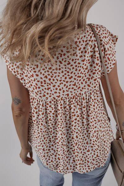 Printed Floral Embroidery Tie Neck Blouse - Clothes For Her Online Store