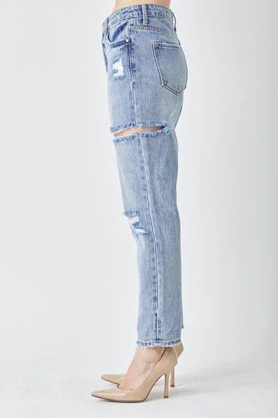 RISEN Distressed Slim Cropped Jeans - Clothes For Her Online Store