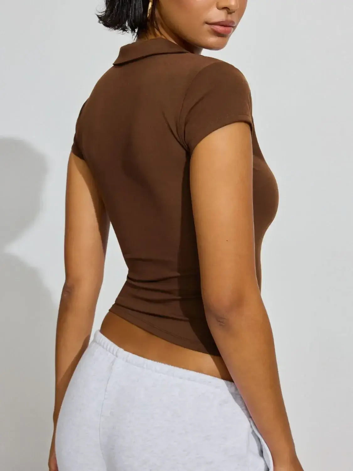 Collared Neck Short Sleeve Top