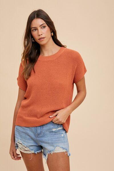 Annie Wear Round Neck Short Sleeve Sweater - Clothes For Her Online Store