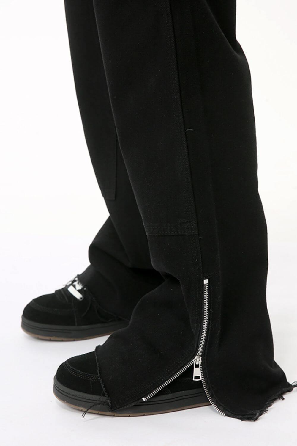 Men's Raw Hem Bootcut Jeans with Zip-Up Sides - Clothes For Her Online Store