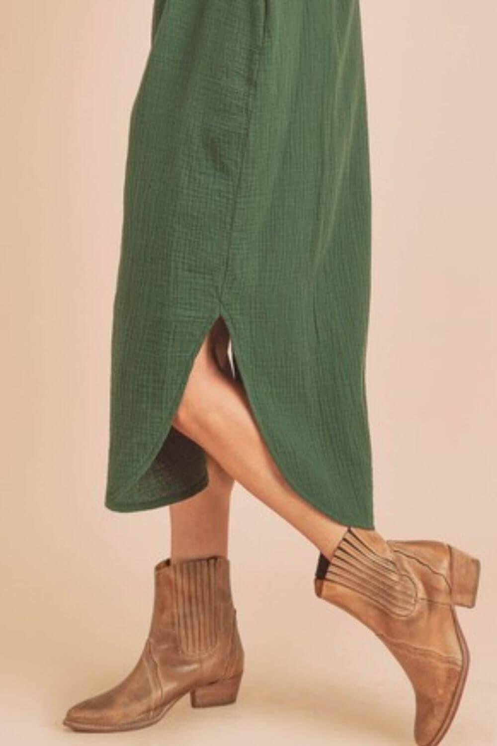 Aemi + Co Round Neck Midi Tank Dress with Pockets - Clothes For Her Online Store