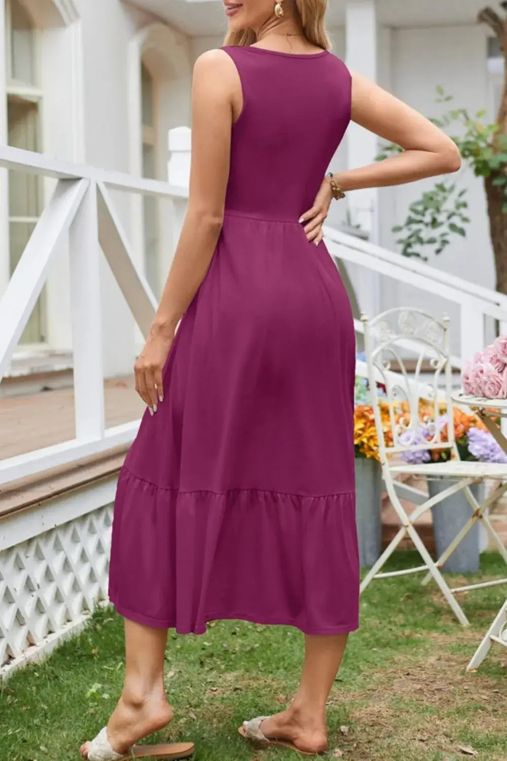 Round Neck Wide Strap Tank Dress - Clothes For Her Online Store