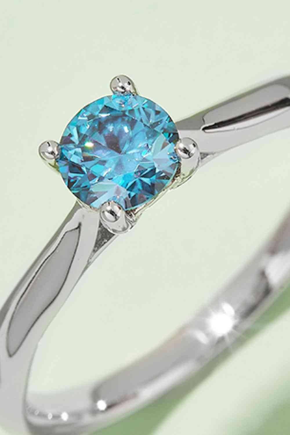 Moissanite Contrast 925 Sterling Silver Solitaire Ring - Clothes For Her Online Store