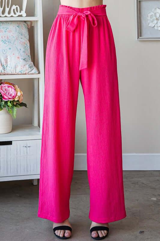 Heimish Full Size Front Tie Pants with Paperbag Waistband Plus Size - Clothes For Her Online Store
