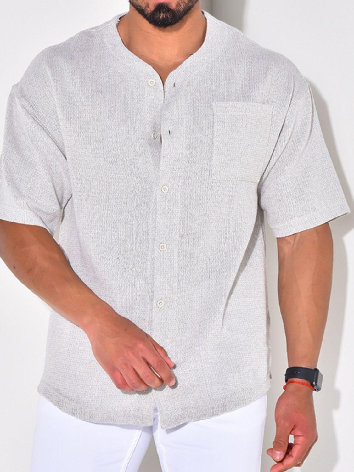 Men's Plus Size Chest Pocket Button Down Shirt - Clothes For Her Online Store