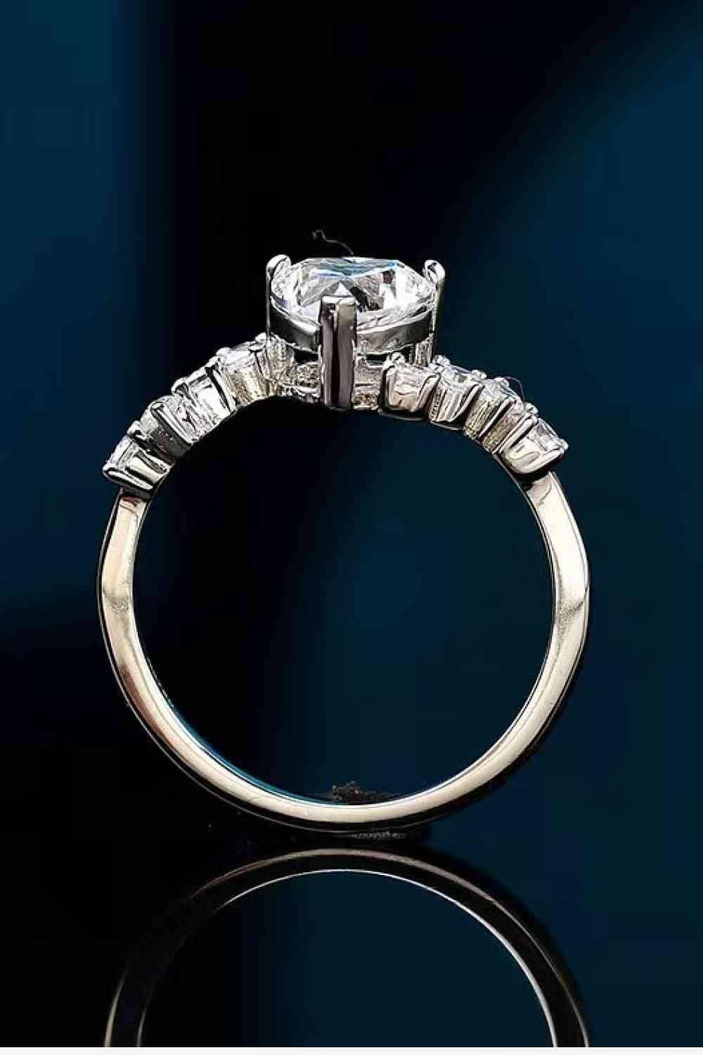 1 Carat Moissanite Heart 925 Sterling Silver Ring - Clothes For Her Online Store
