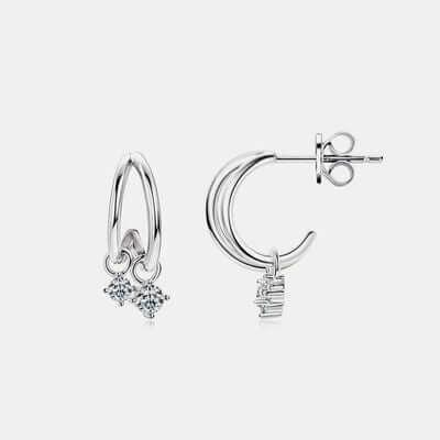925 Sterling Silver Moissanite C-Hoop Earrings - Clothes For Her Online Store