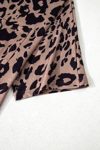 Leopard V-Neck Half Sleeve T-Shirt - Clothes For Her Online Store