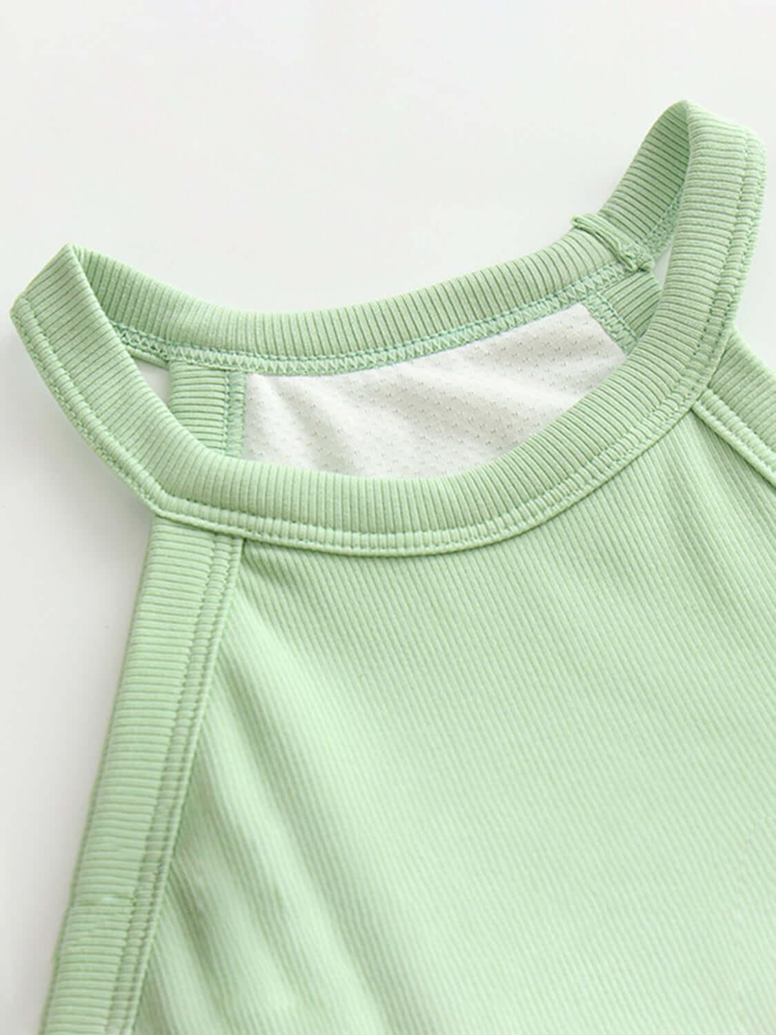 Ribbed Grecian Neck Cropped Tank with Chest Pads - Clothes For Her Online Store