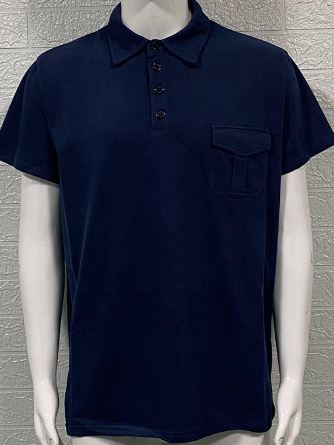 Men's Full Size Collared Neck Short Sleeve Polo Plus Size - Clothes For Her Online Store