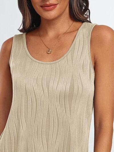 Round Neck Wide Strap Tank - Clothes For Her Online Store