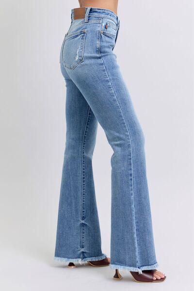 Judy Blue Full Size Raw Hem High Rise Bootcut Jeans - Clothes For Her Online Store