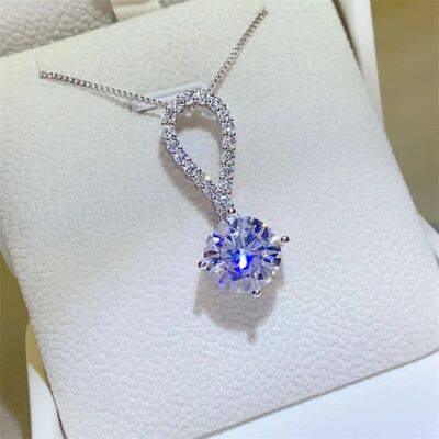 5 Carat Moissanite 925 Sterling Silver Teardrop Necklace - Clothes For Her Online Store