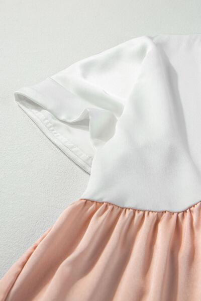 Color Block Short Sleeve Mini Dress - Clothes For Her Online Store