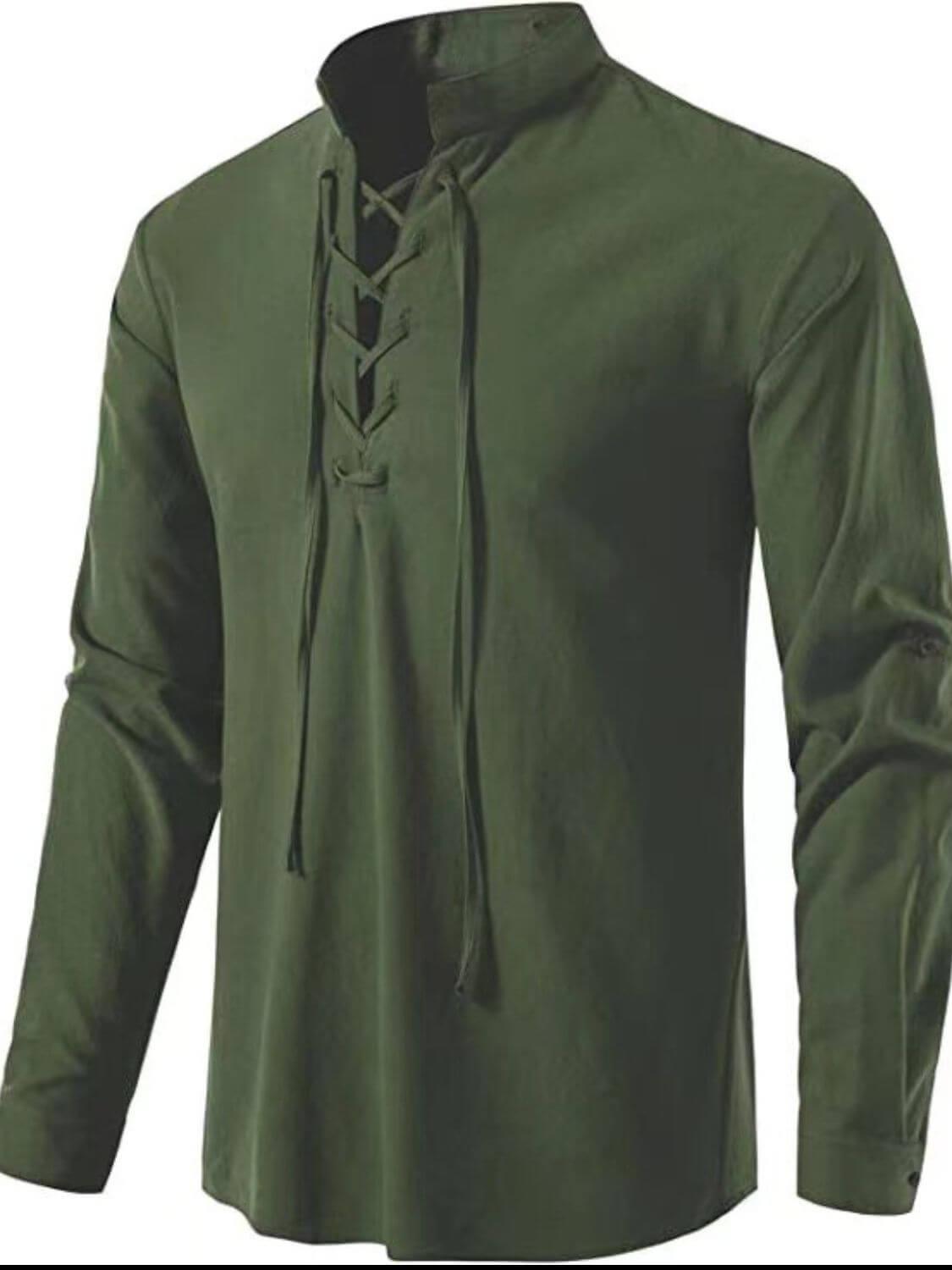 Men's Lace Up Long Sleeve Blouse - Clothes For Her Online Store
