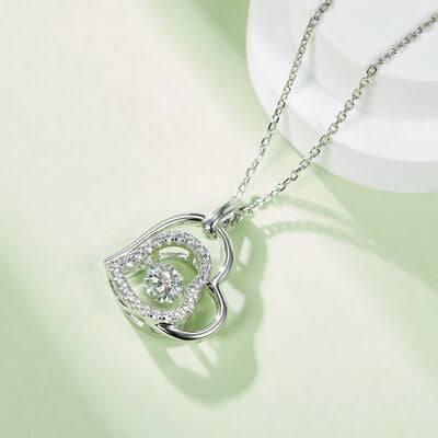 Moissanite 925 Sterling Silver Heart Necklace - Clothes For Her Online Store