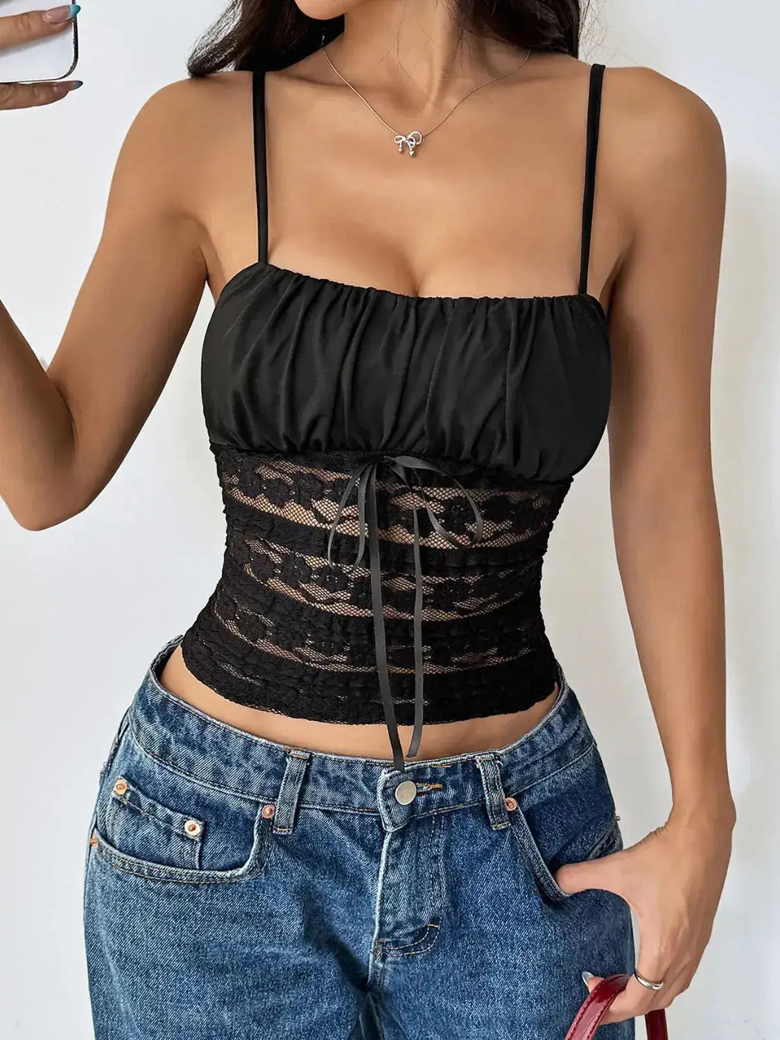 Lace Square Neck Cami - Clothes For Her Online Store
