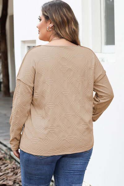 Plus Size Exposed Seam Dropped Shoulder T-Shirt - Clothes For Her Online Store