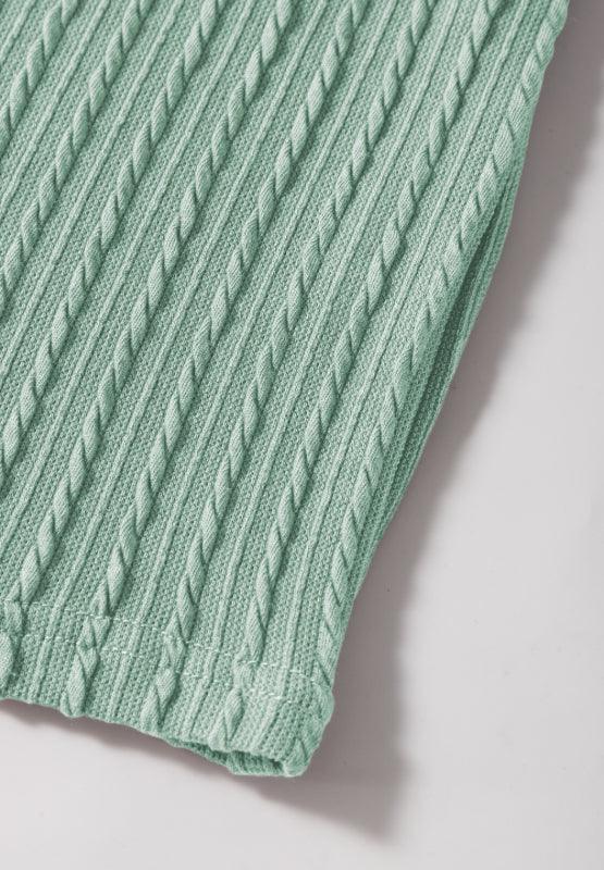 Textured Round Neck Flounce Sleeve Blouse - Clothes For Her Online Store