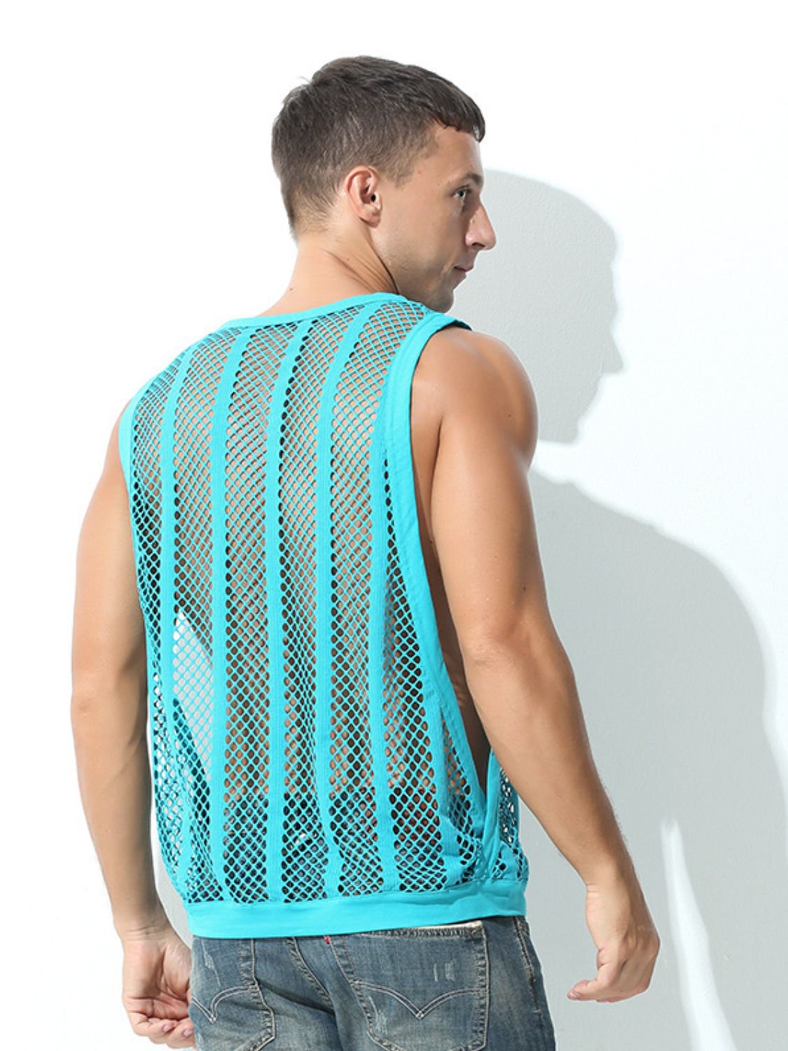 Men's Openwork Round Neck Tank