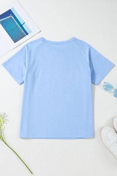 Striped Round Neck Short Sleeve T-Shirt - Clothes For Her Online Store