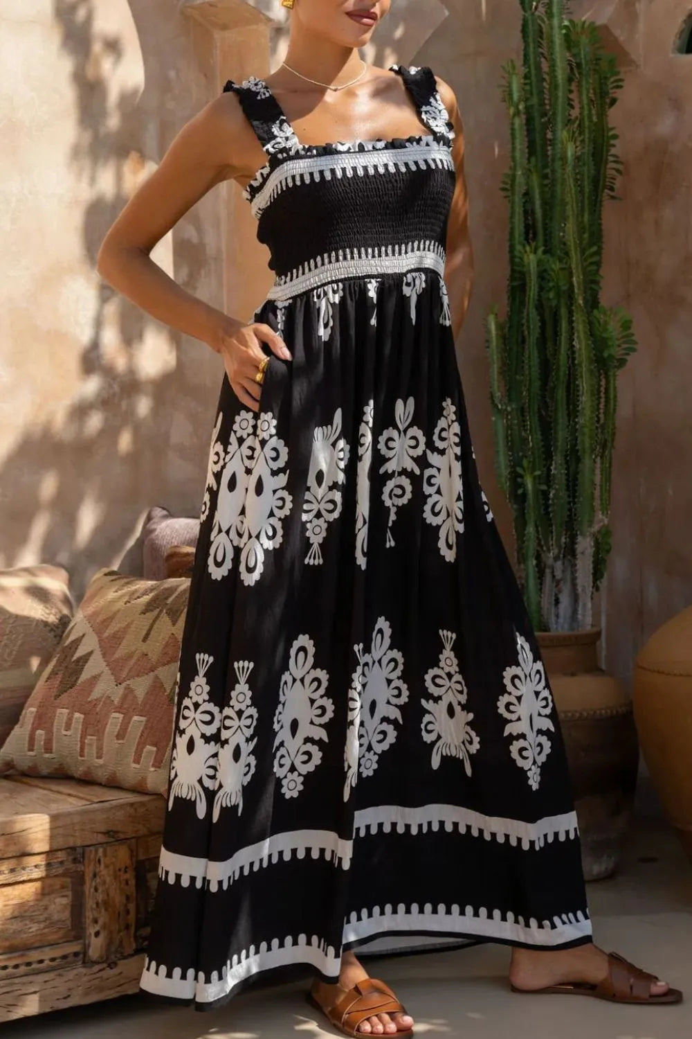 Printed Square Neck Cami Dress