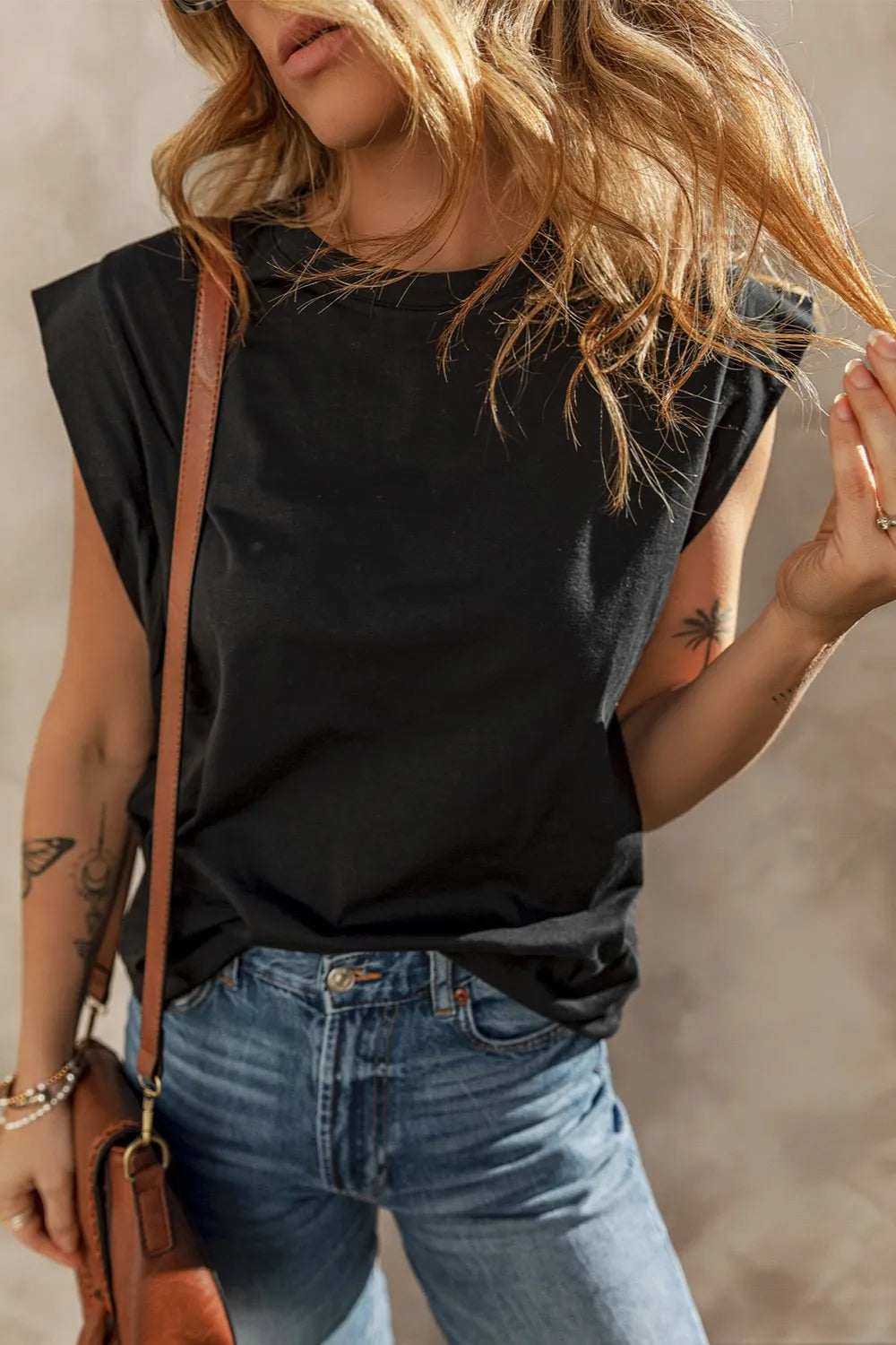 Cuffed Armhole Loose Top
