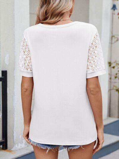 Lace Short Sleeve T-Shirt - Clothes For Her Online Store