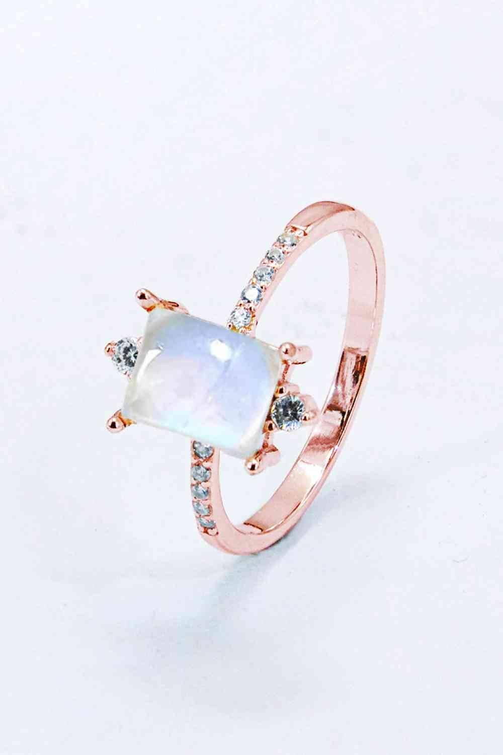 925 Sterling Silver Square Moonstone Ring - Clothes For Her Online Store