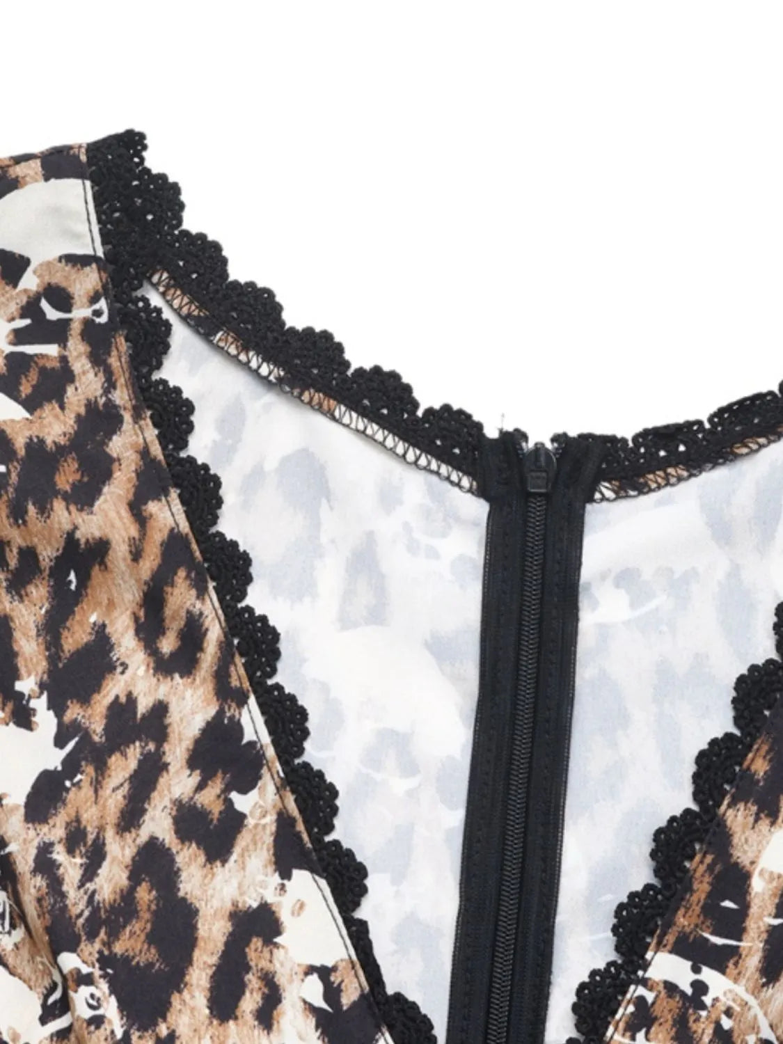 Leopard V-Neck Cap Sleeve Mini Dress