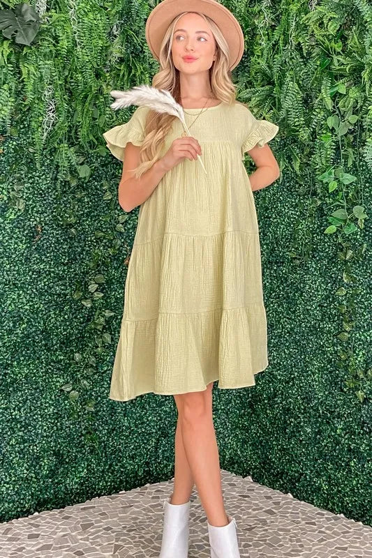 And The Why Cotton Gauze Baby Doll Casual Dress