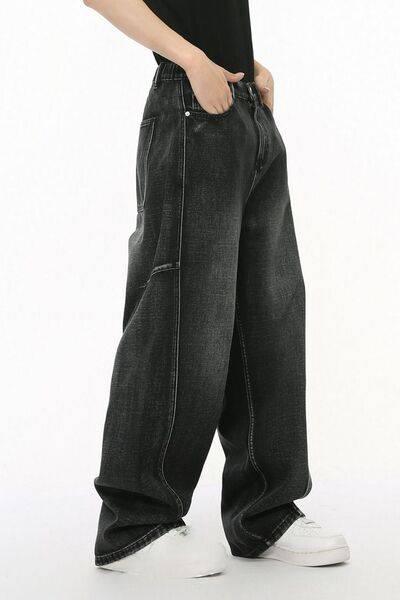 Panelled Straight Leg Jeans - Clothes For Her Online Store