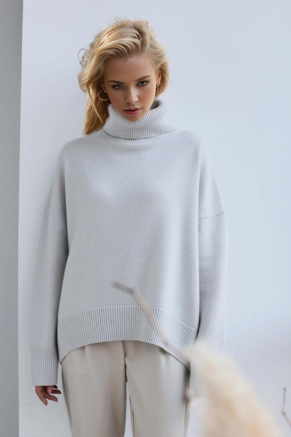 Basic Bae Turtleneck Dropped Shoulder Long Sleeve Sweater