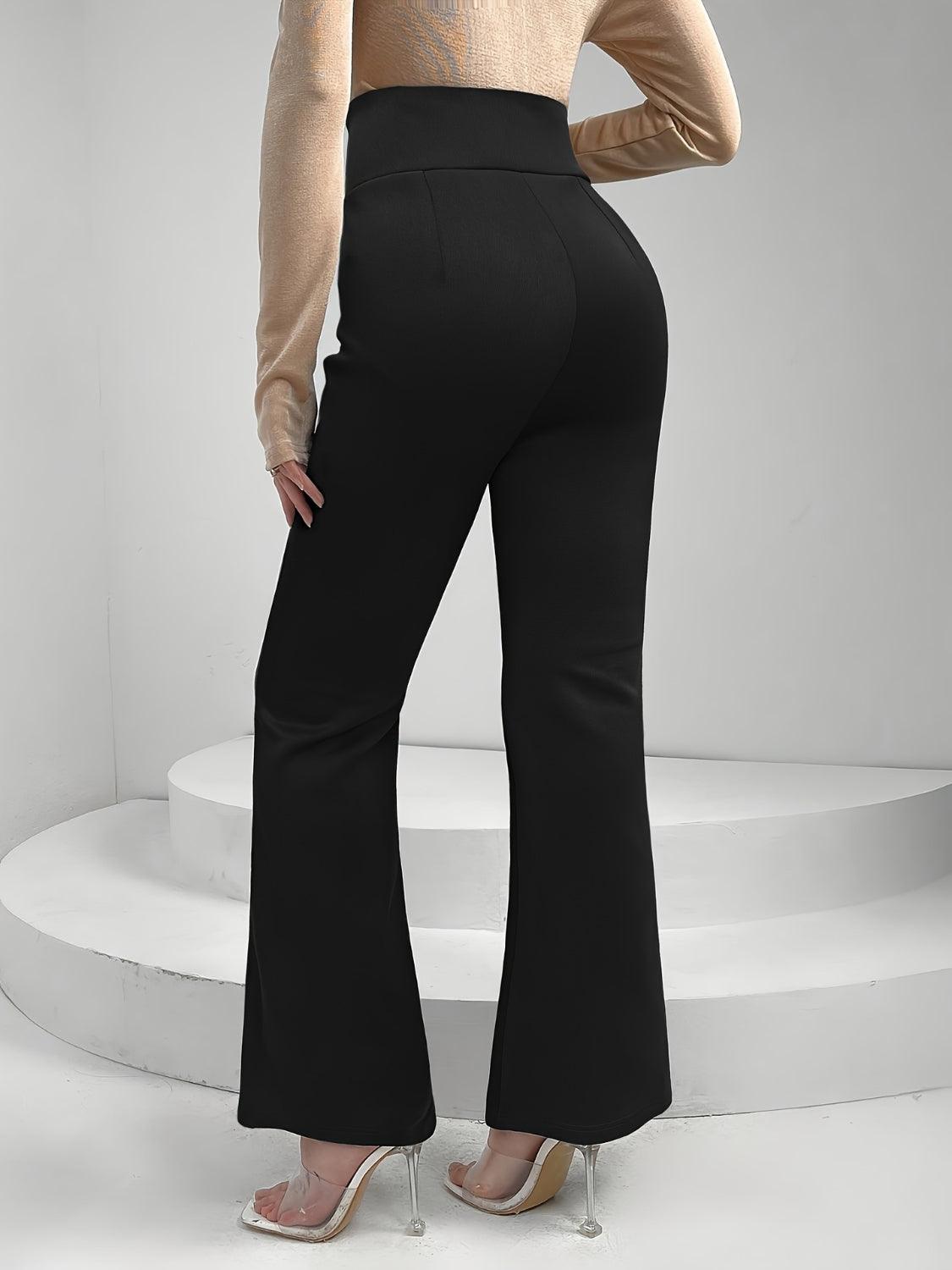Lace Up Slit Bootcut Pants - Clothes For Her Online Store