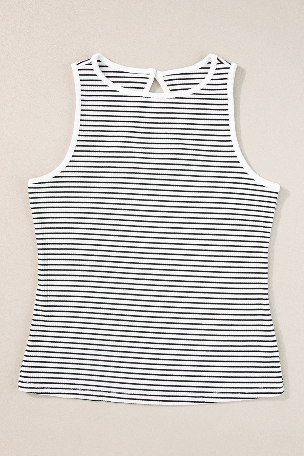 Striped Ribbed Round Neck Tank - Clothes For Her Online Store