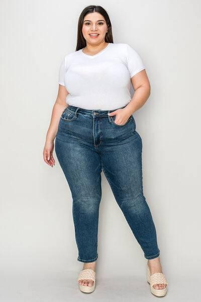 Judy Blue Full Size Tummy Control High Waist Slim Jeans - Clothes For Her Online Store