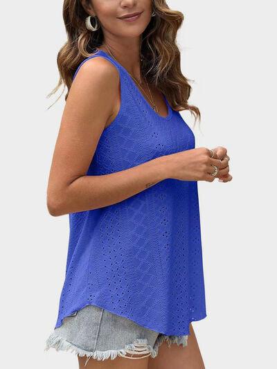 Florira Eyelet Round Neck Tank - Clothes For Her Online Store