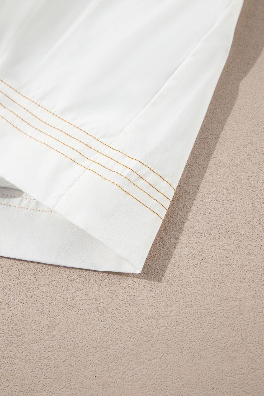 Contrast Stitching Trim Knotted High Waist A-Line Mini Skirt - Clothes For Her Online Store