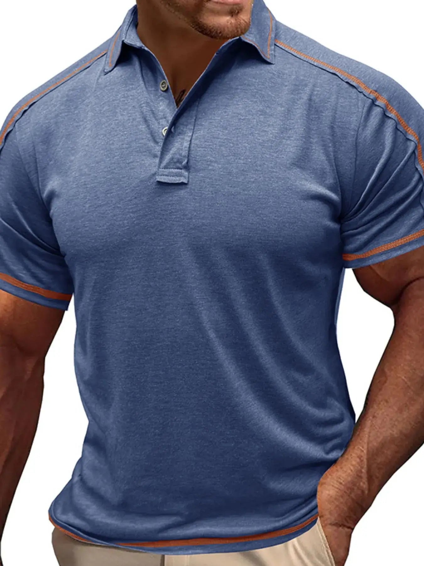 Men's Collared Neck Polo Shirt with Contrast Piping