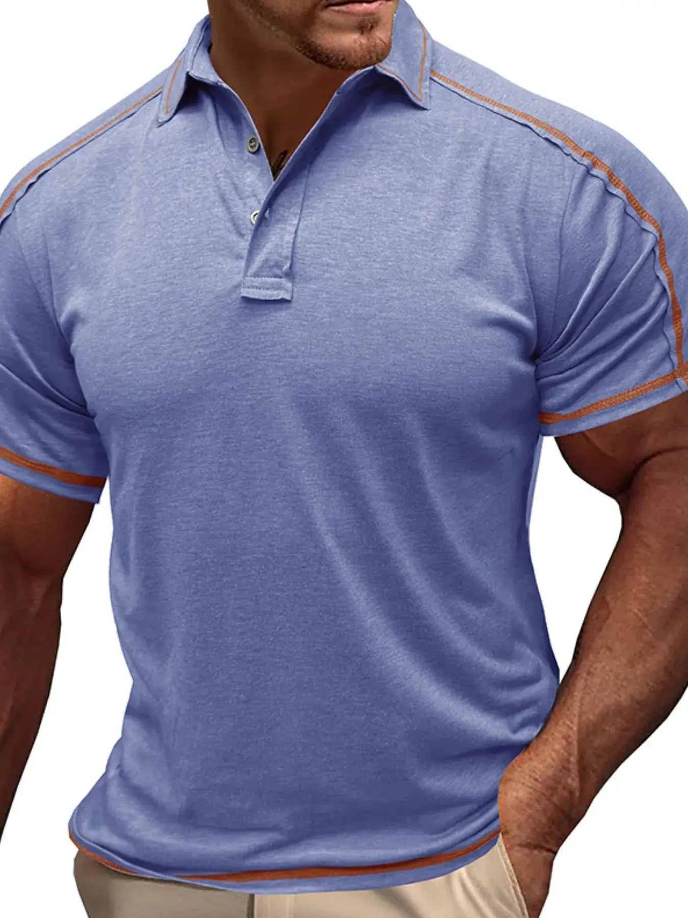 Men's Collared Neck Polo Shirt with Contrast Piping